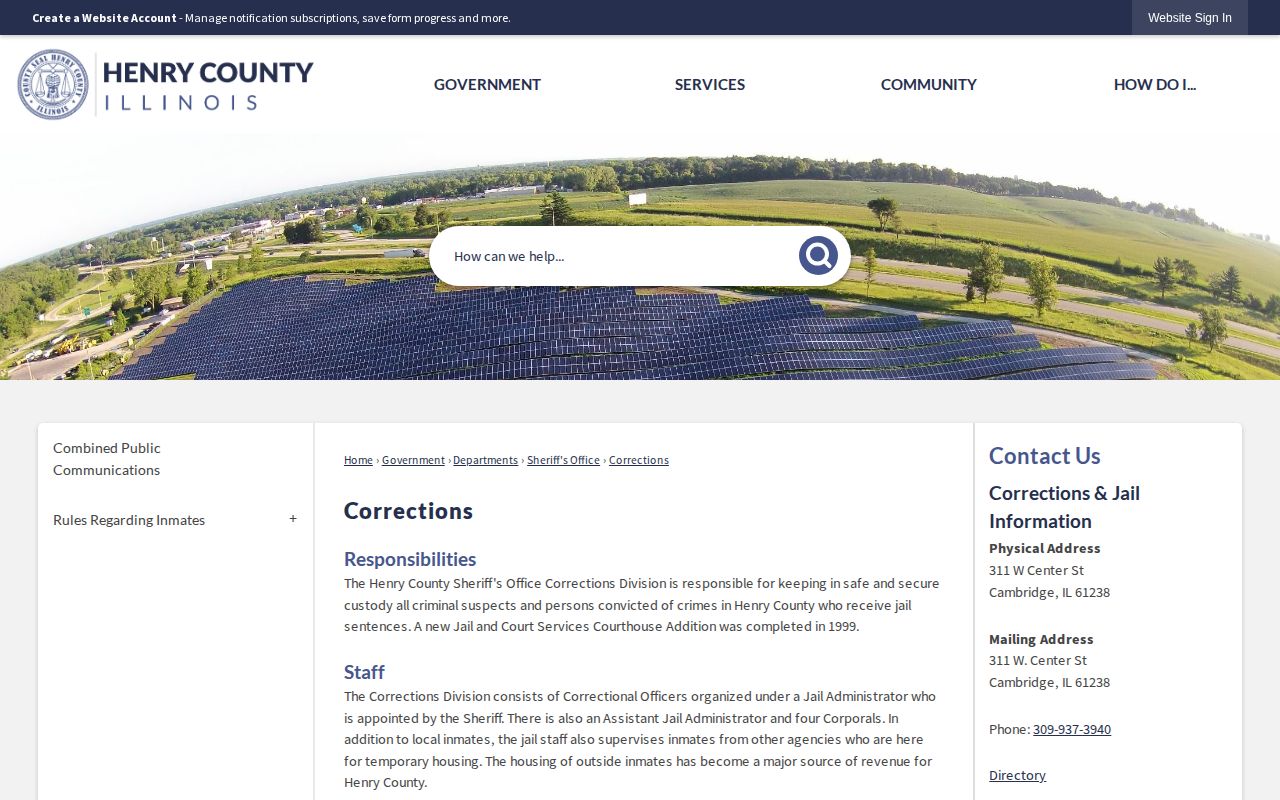 Henry County Corrections Division official page